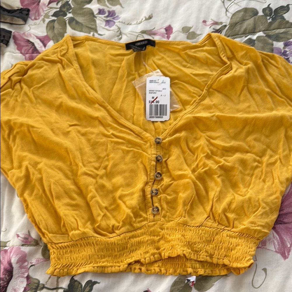 Forever 21 Yellow Crop Top
